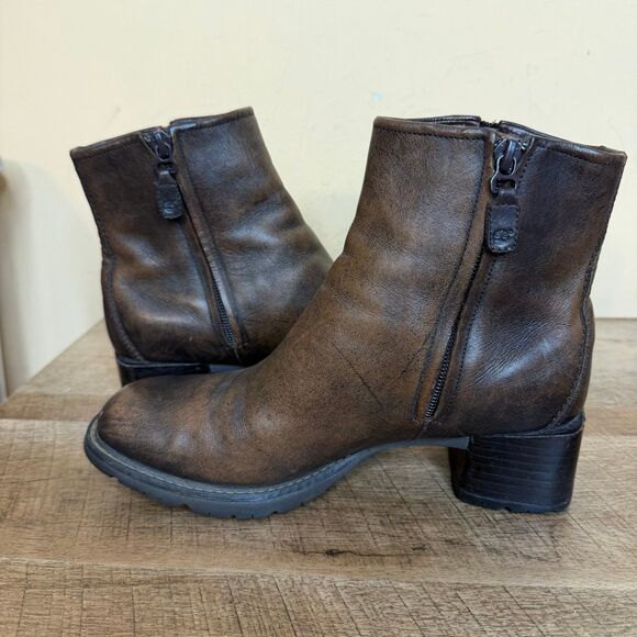 Timberland Leather Ankle Boots Shoes Side Zip Women's Brown Size US 6.5 - Picture 6 of 9